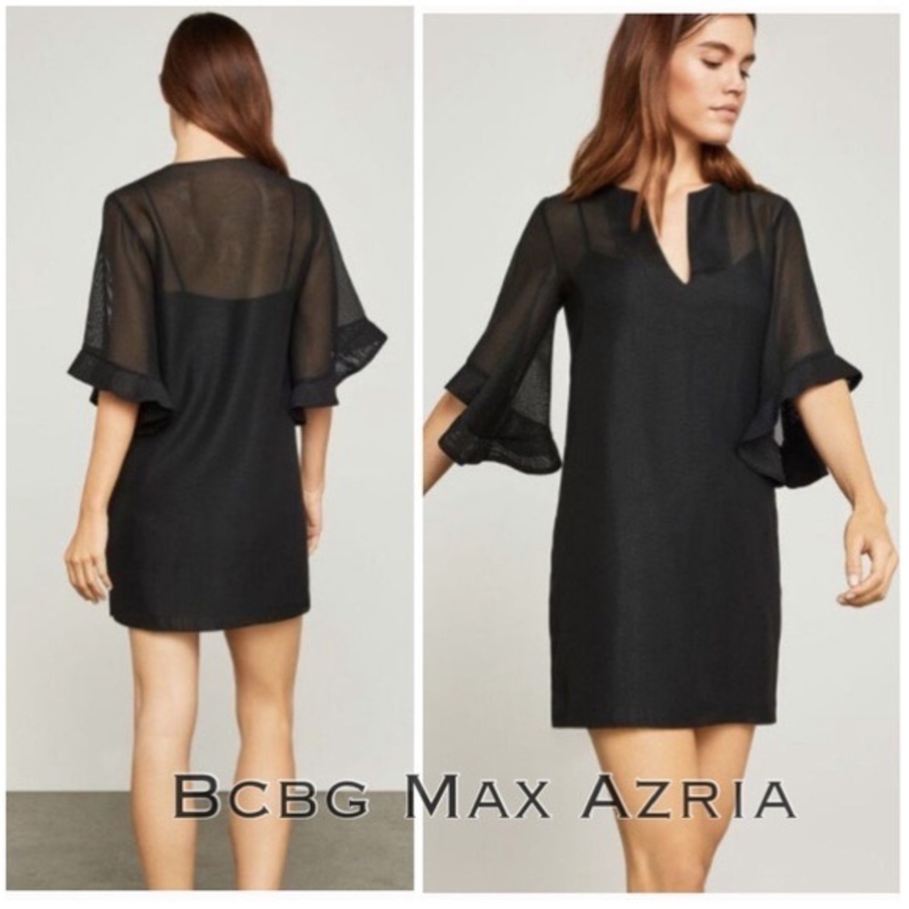 BCBGMAXAZRIA, Resort Dress, Ruffled Sleeves, Completely Lined w/Satin Slip, S
